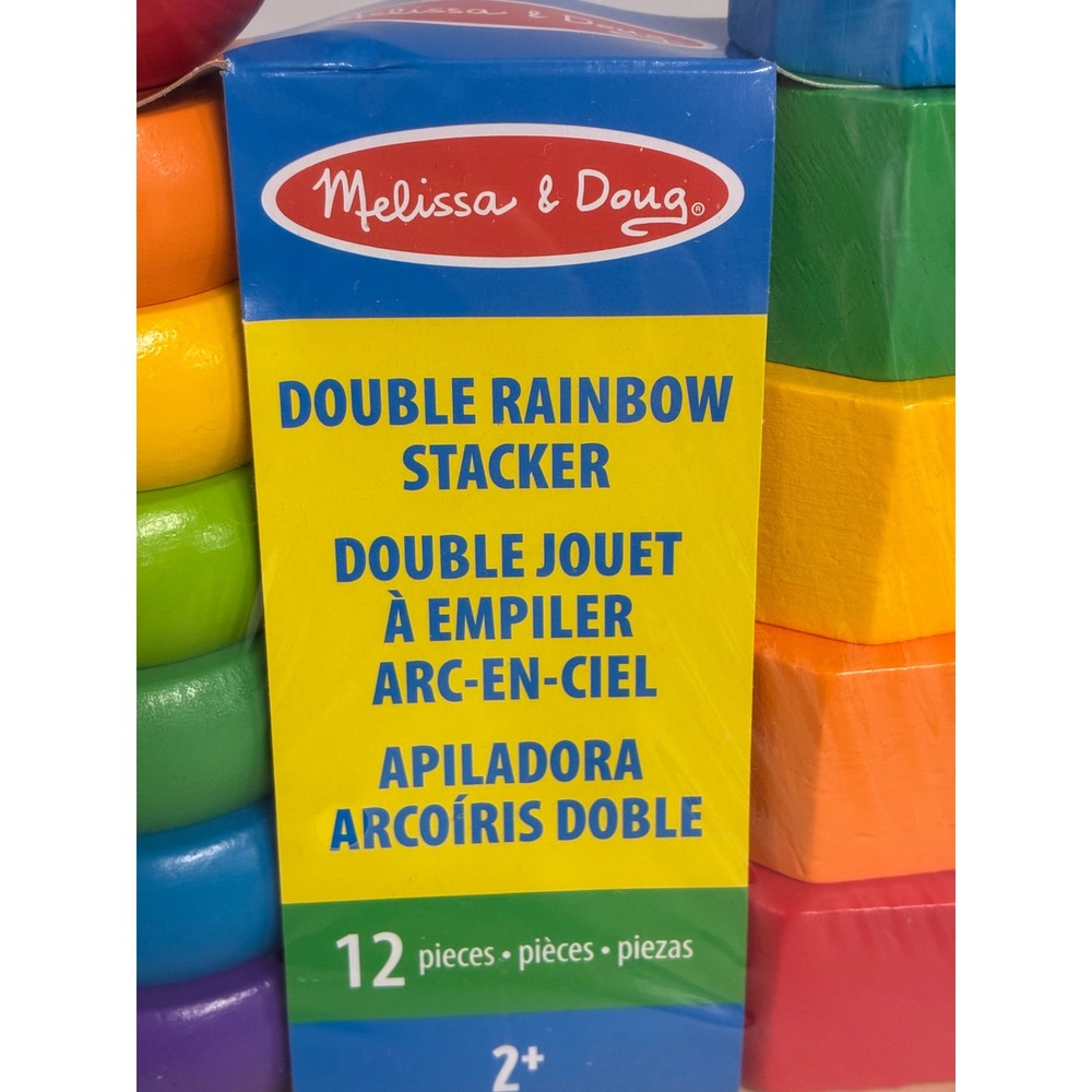 Melissa & Doug Double Rainbow Stacker Wooden Educational Toy 12 Pieces 35035 NEW - Picture 5 of 6